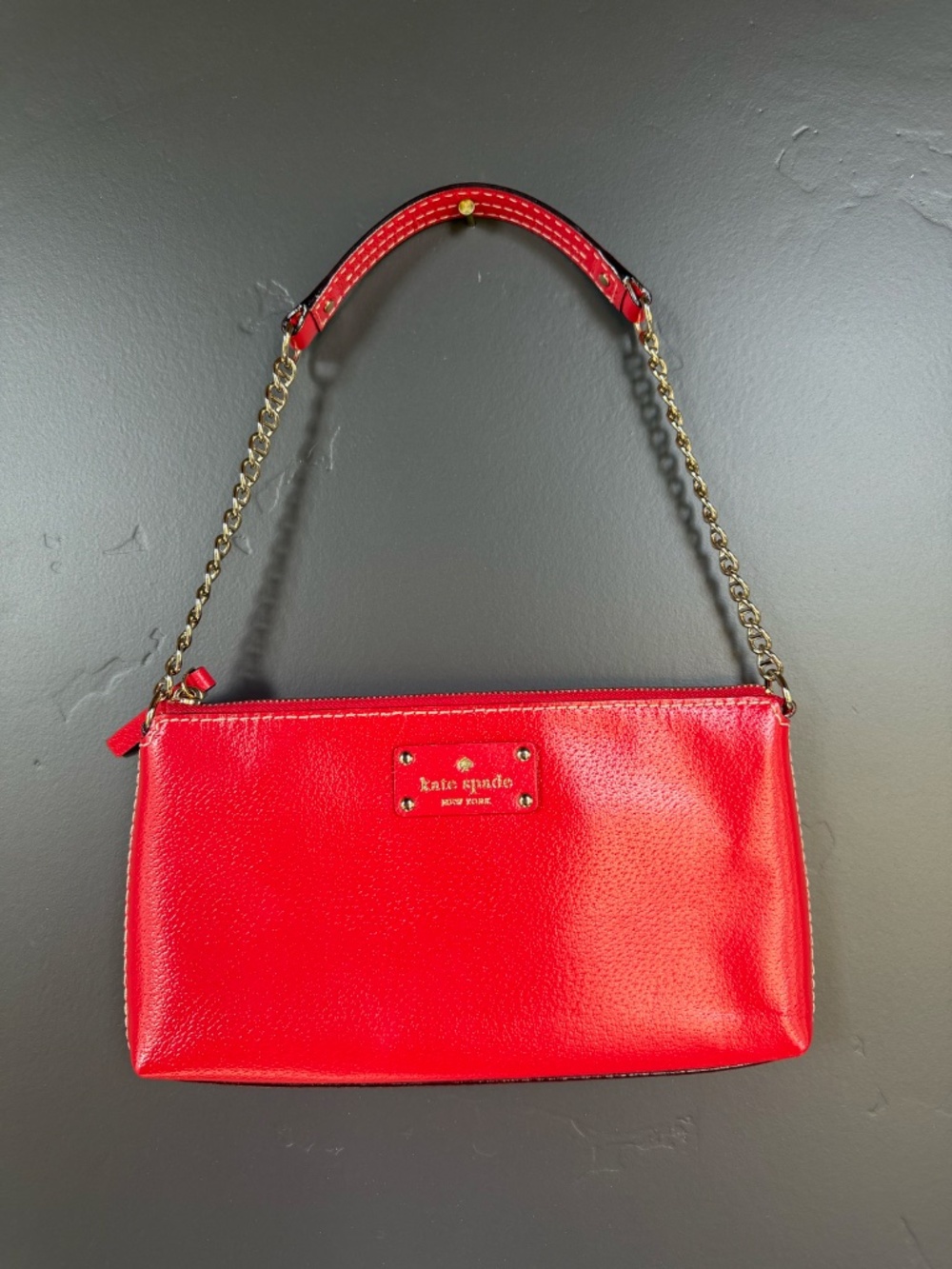 Kate Spade New York Wellesley Byrd Shoulder Bag Empire Red Pebbled Leather NWOT